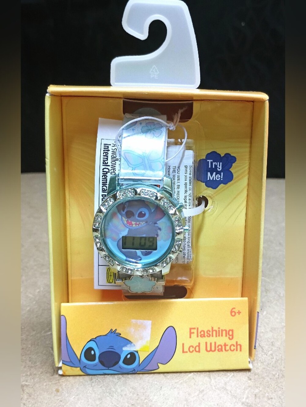 Disney Stitch Flashing LCD Watch - Light Blue and Silver